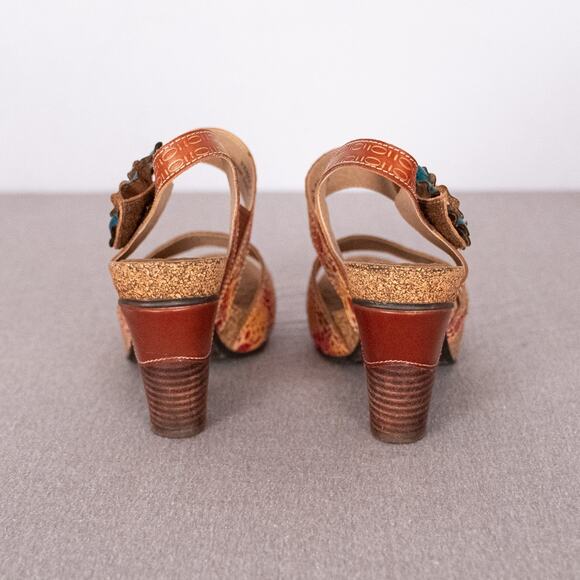L'Artiste Spring Step Veneka Heels Size 41 (US 9.5-10) Boho Floral Cottage Fairy - Picture 2 of 9